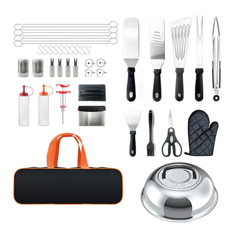 BBQ Cooking Shovel & Teppanyaki Spatula Set – Stainless Steel Grill Tools for Outdoor Barbecue & Flat Top Cooking