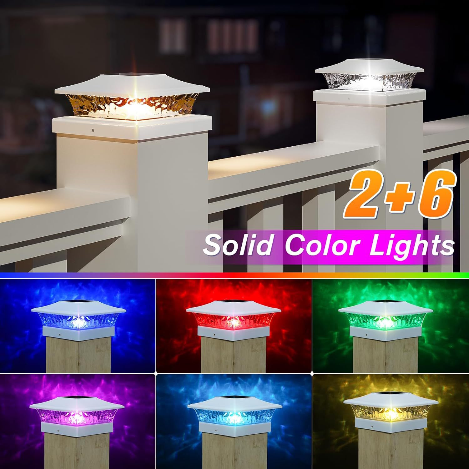 Outdoor Villa Railing LED Two-color Courtyard Lighting Solar Night Light