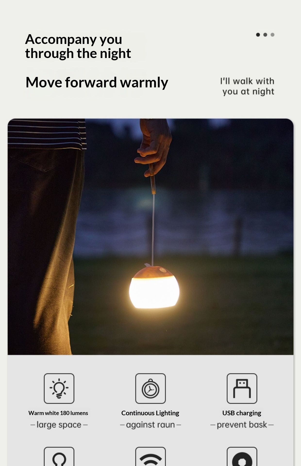 LED Rechargeable Camping Outdoor Campsite Long-Lasting Lighting Dimmable Tent Lamp