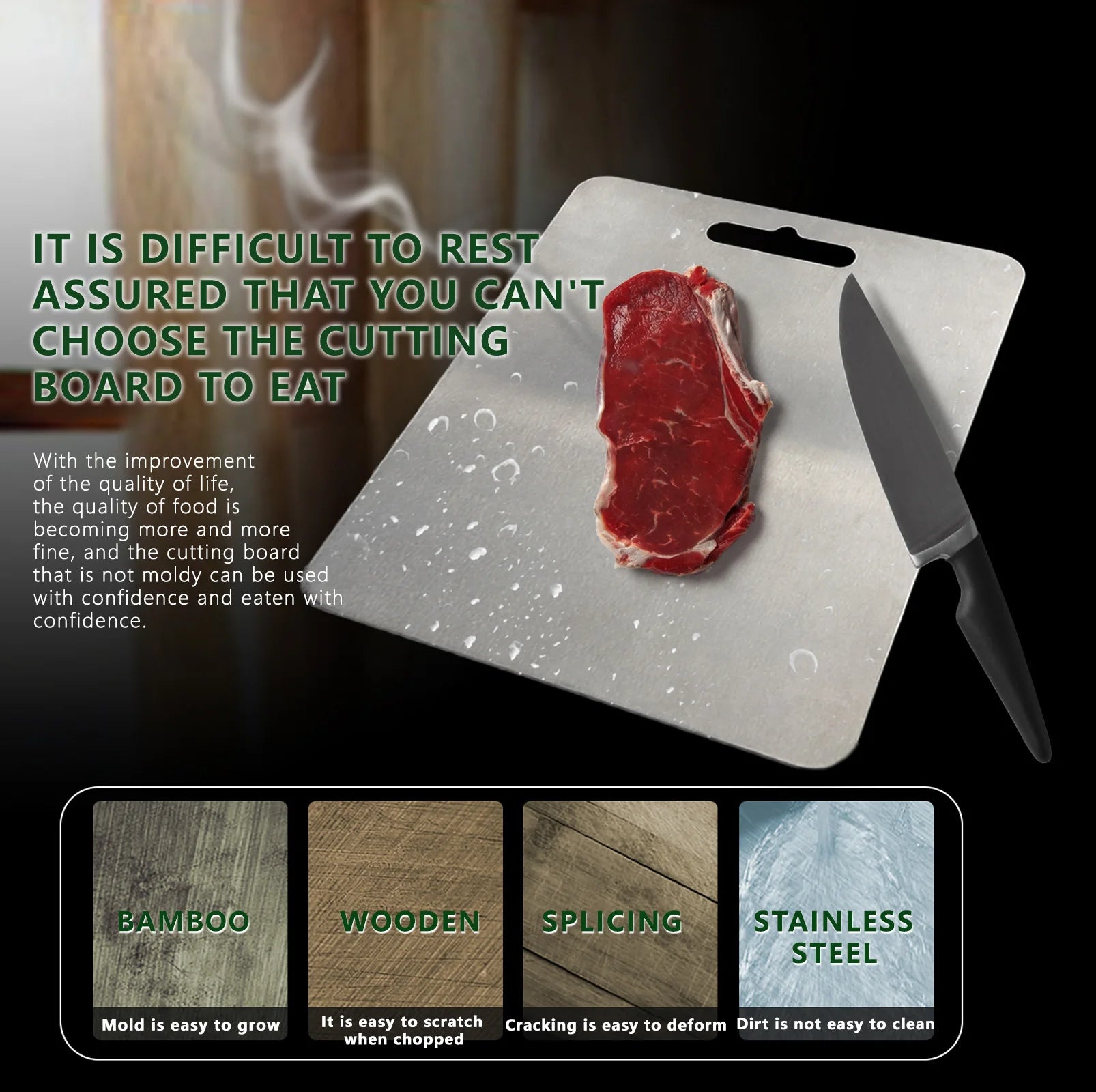 Food Grade Pure Titanium Cutting Board - Antibacterial Odorless, Knife-Safe Non-Stick for Daily Meal Prep