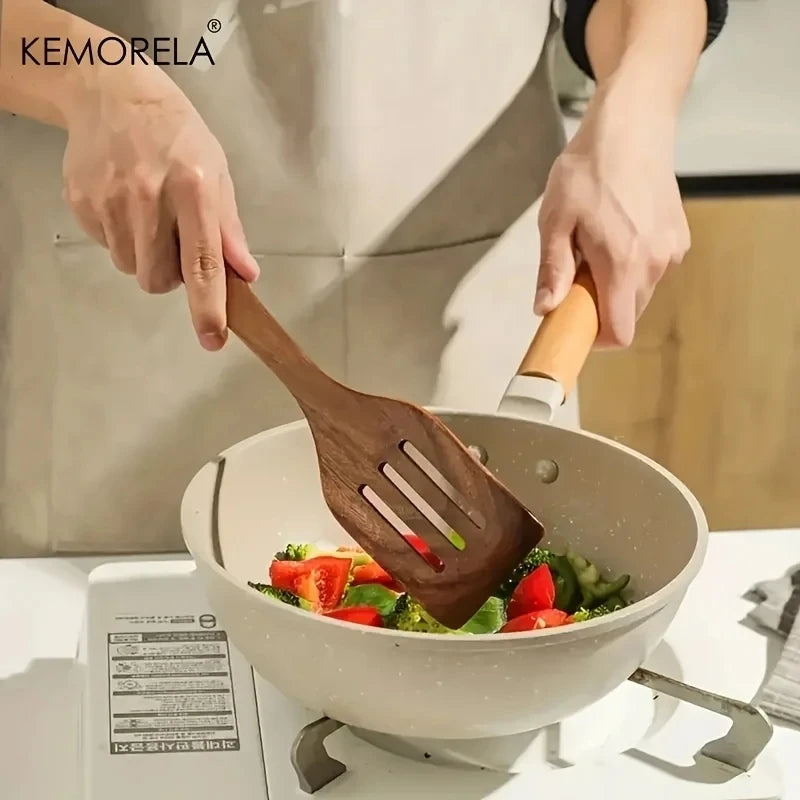 7PCS Teak Wooden Kitchen Utensils – Spoon & Ladle Set