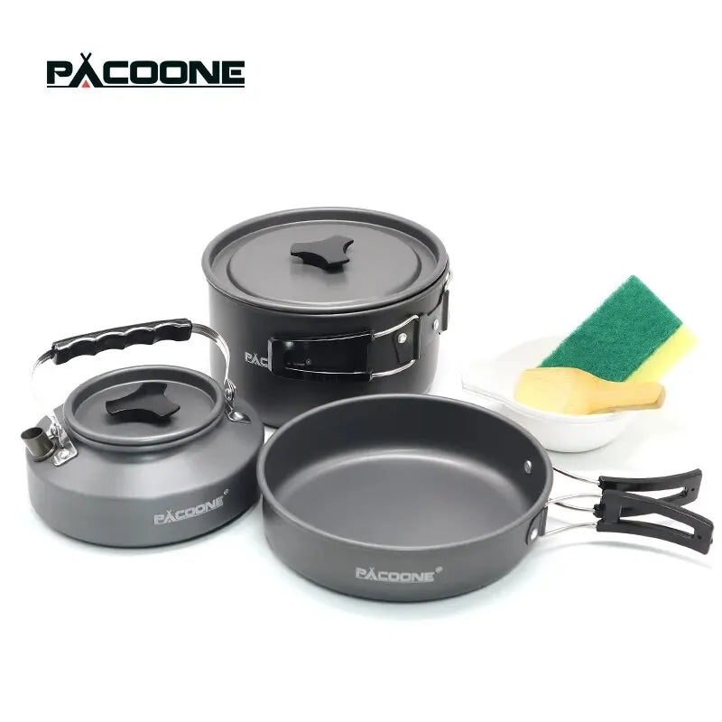 PACOONE Portable Camping Cookware Set – Outdoor Pot & Pan Kit