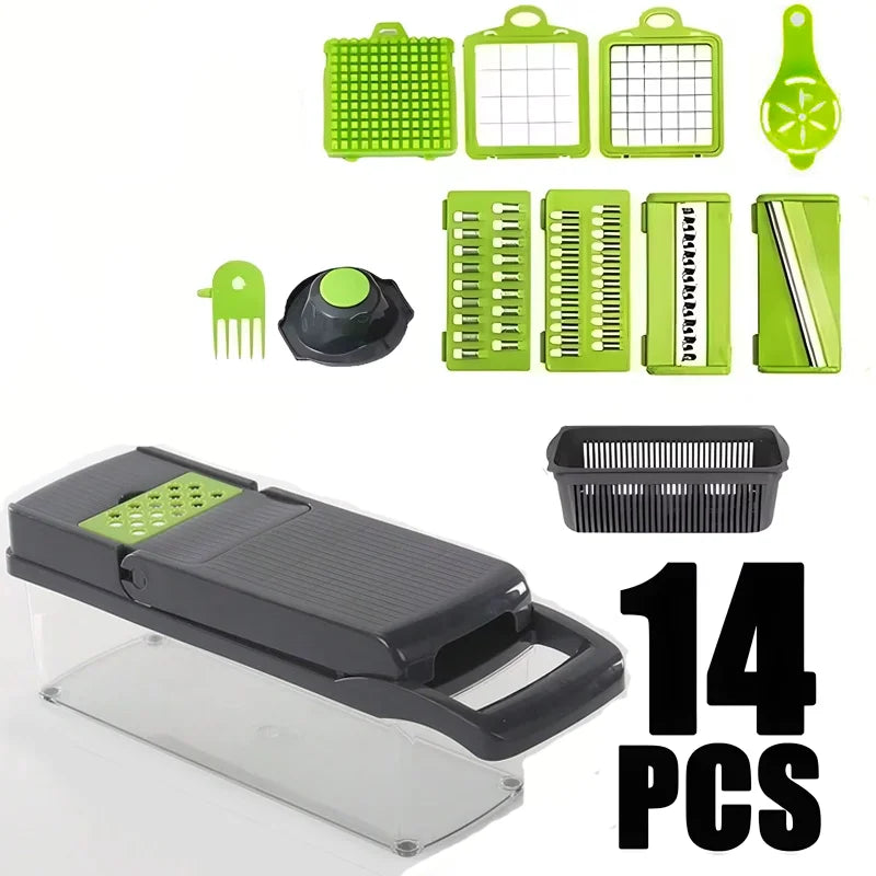 Household Multi-function Chopper Slicing Shredding And Dicing Fast Chopper 14/16-Piece Set Chopper Is Suitable For The Kitchen