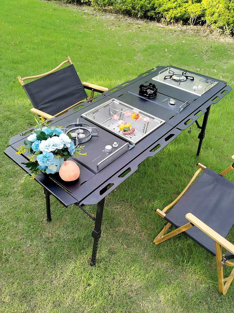 Lohascamping Folding IGT Table – Expandable 5-Unit BBQ Table