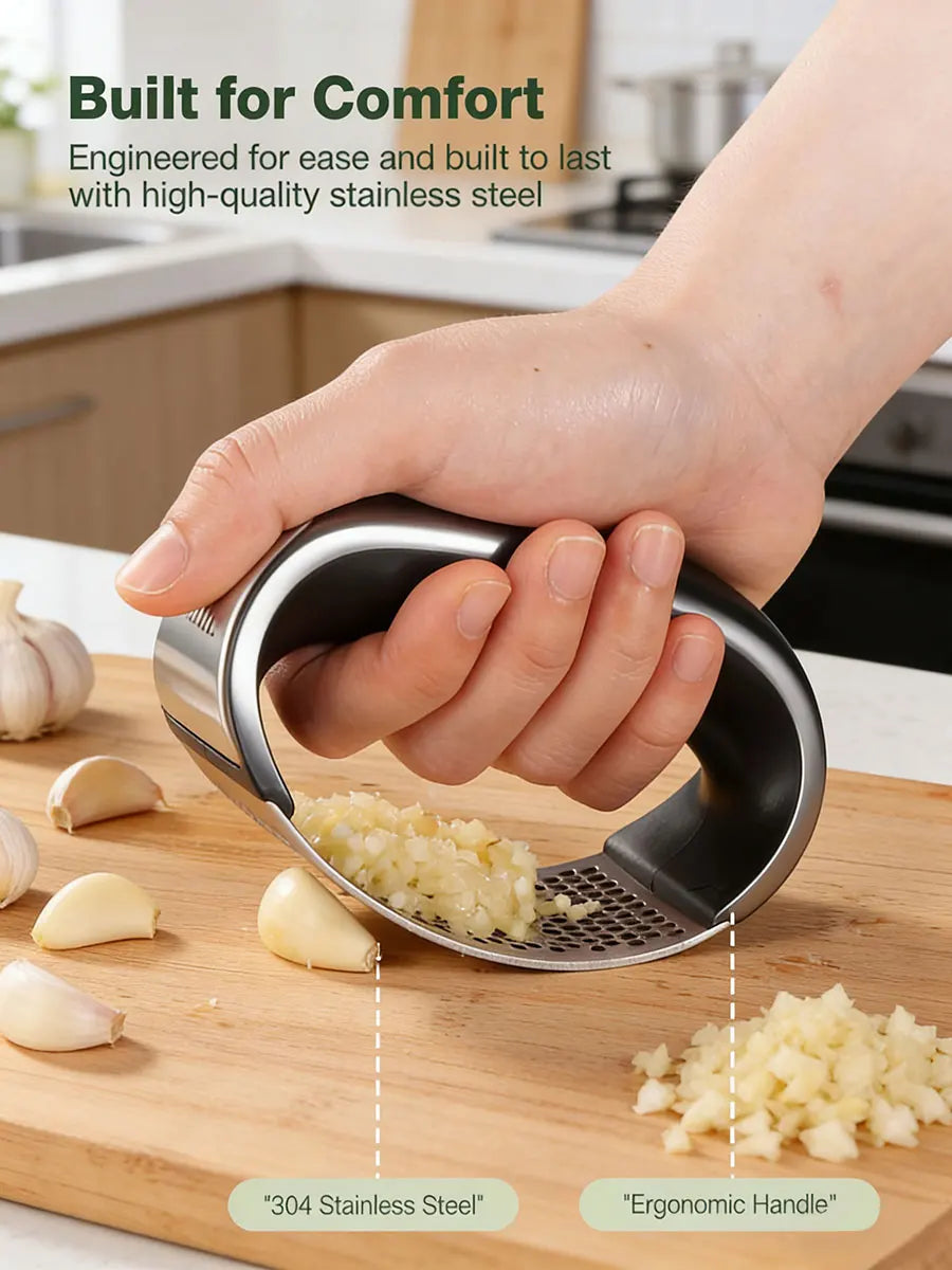 Stainless Steel Garlic Press – Efficient Garlic Paste Maker