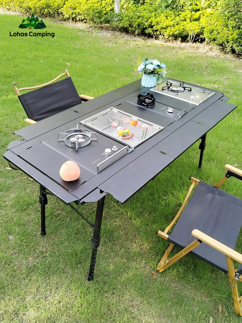 Lohascamping Folding IGT Table – Expandable 5-Unit BBQ Table