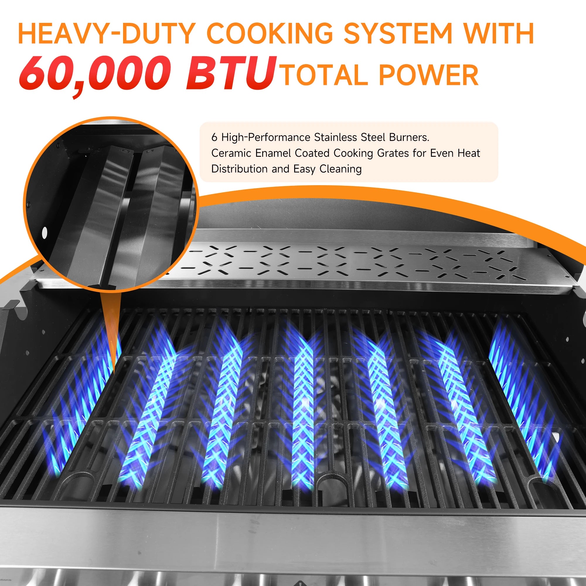 6-Burner Propane Gas Grill – 60,000 BTU Outdoor BBQ