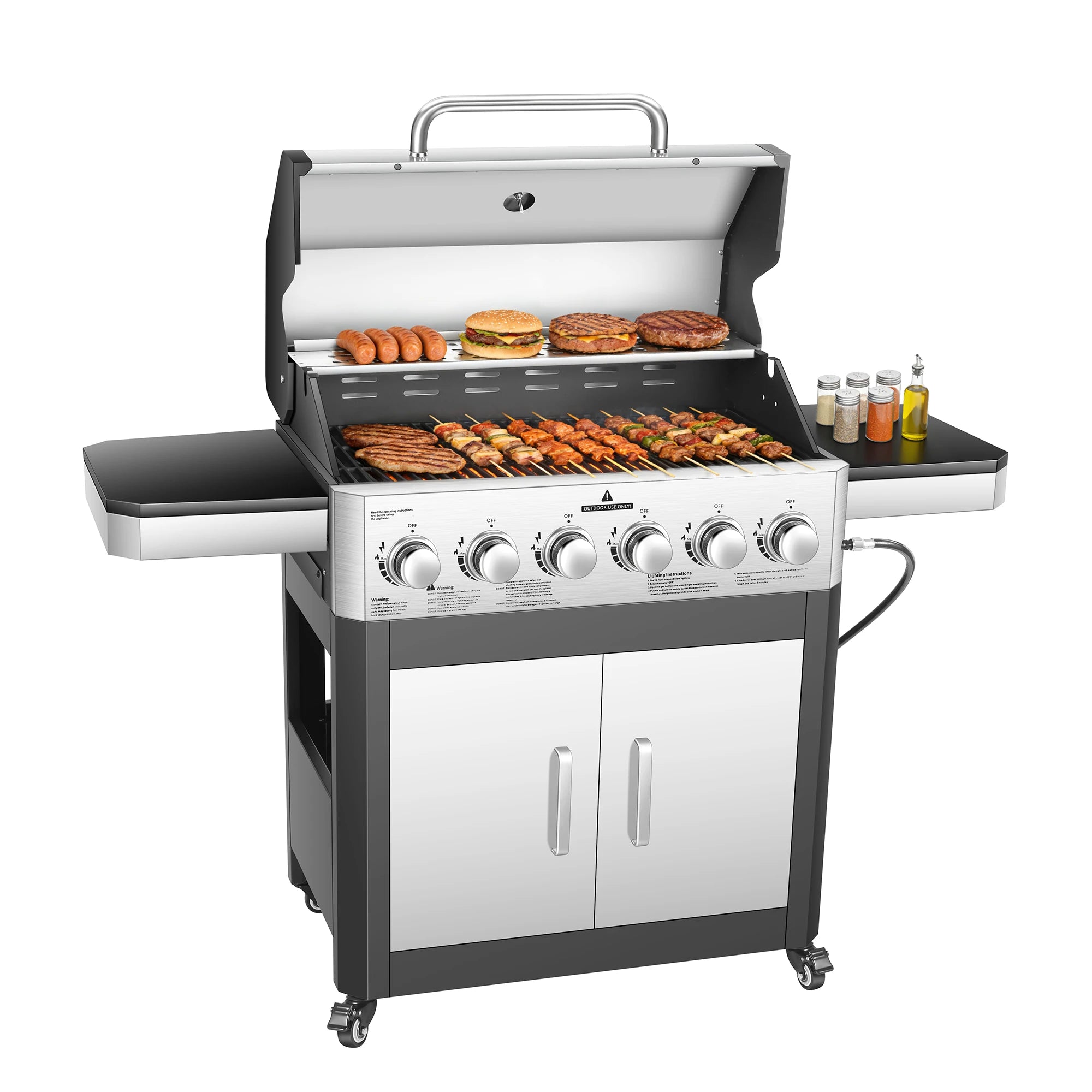 6-Burner Propane Gas Grill – 60,000 BTU Outdoor BBQ