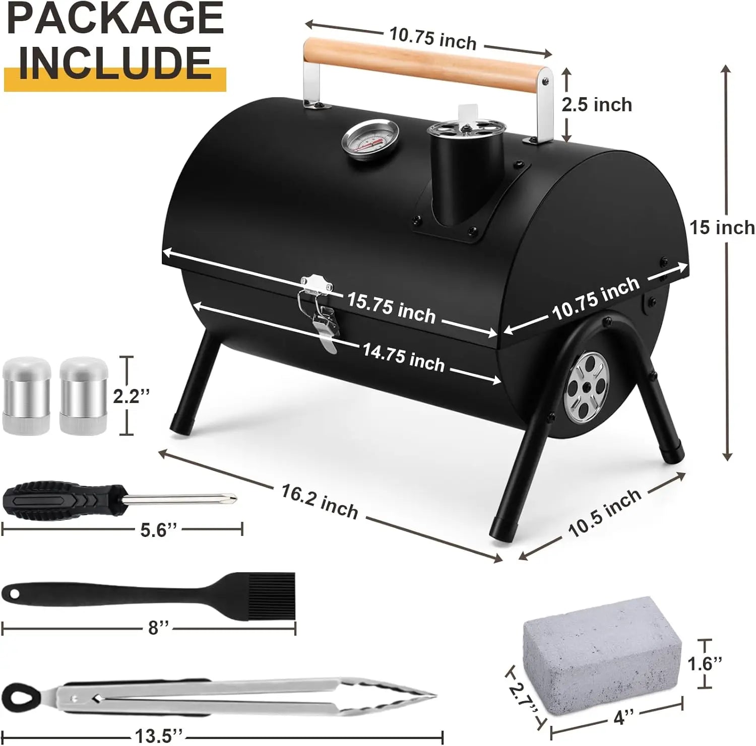 Portable Charcoal Grill Set – Tabletop BBQ with Thermometer