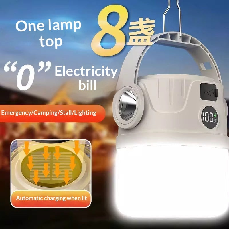 Outdoor Ultra-long-lasting Camping Tent Stall Lighting Solar-powered Lamp With Charging Capability