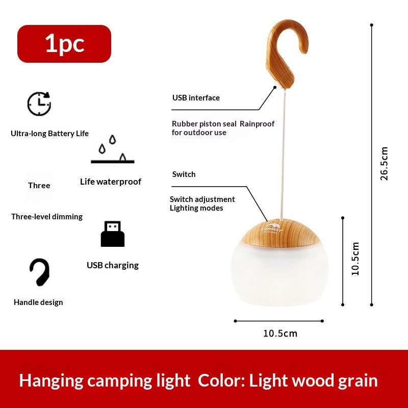 LED Rechargeable Camping Outdoor Campsite Long-Lasting Lighting Dimmable Tent Lamp